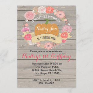 Pink Pumpkin Birthday Party Invitation