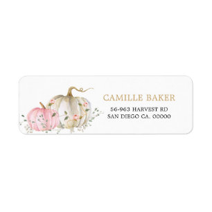 Pink Pumpkin Birthday Return Address Label
