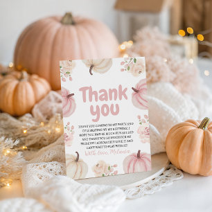 Pink Pumpkin Birthday Thank You Card