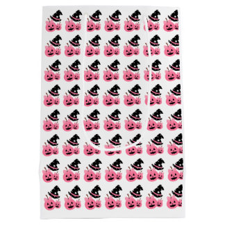 Pink Pumpkin & Black Hat Halloween Gift Paper Bag