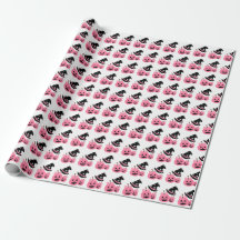 Pink Pumpkin & Black Hat Halloween Wrapping Paper