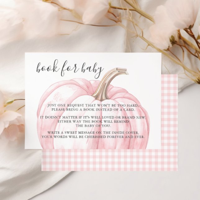 Pink Pumpkin Book For Baby Girl Shower  RSVP Card (Creator Uploaded)