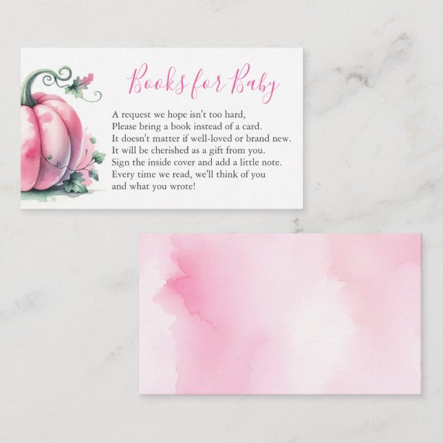 Pink Pumpkin Book For Baby Invitation Enclosure (Front/Back)