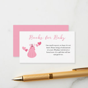 Pink Pumpkin Bow Girl Baby Shower Books For Baby Enclosure Card