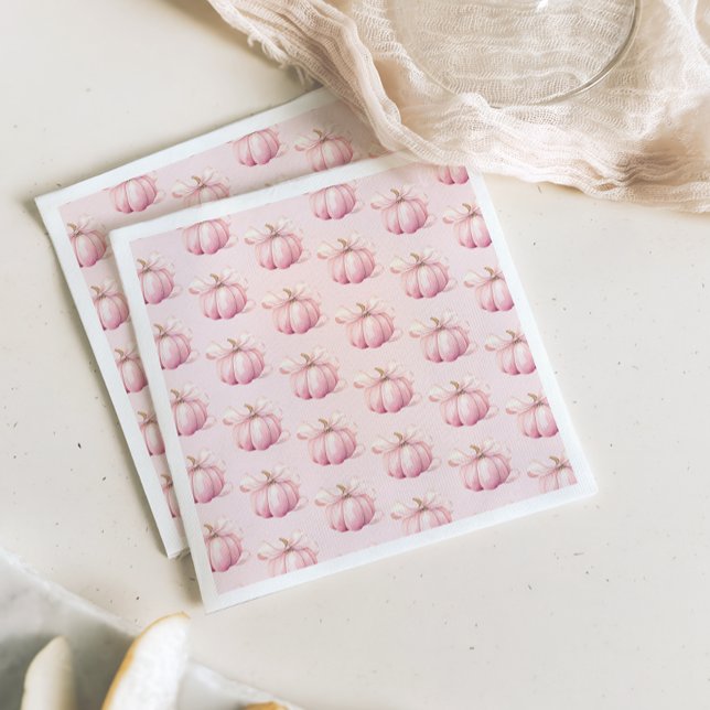 Pink Pumpkin Bow Girl Baby Shower  Napkin (Creator Uploaded)