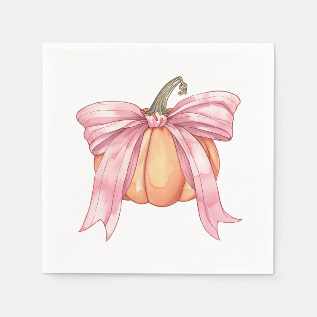 Pink Pumpkin Bow Napkin (Front)