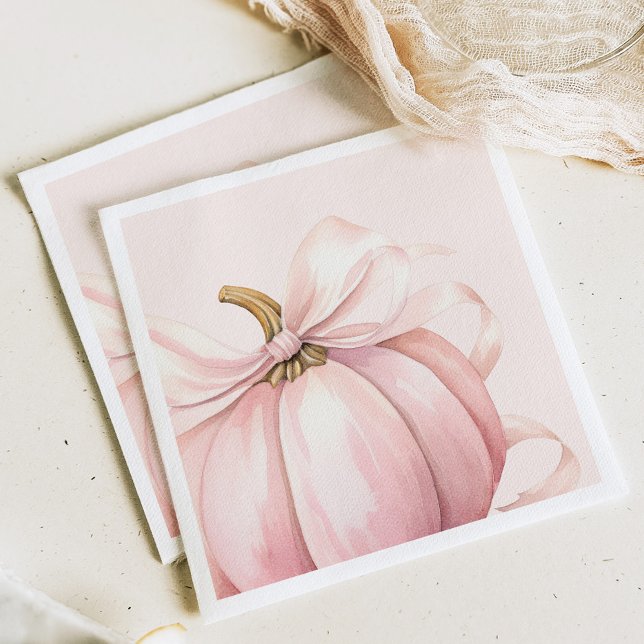 Pink Pumpkin Bow Watercolor Napkin (Creator Uploaded)