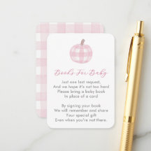 Pink Pumpkin Bring a Book For Baby Girl Shower