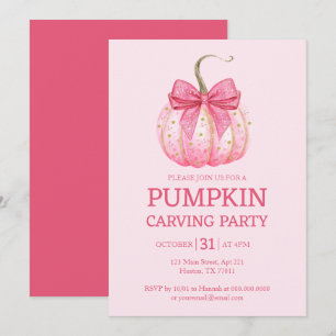 Pink Pumpkin Carving Party Halloween Invitation