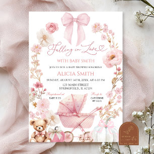 Pink Pumpkin Coquette Baby Carriage Baby Shower Invitation