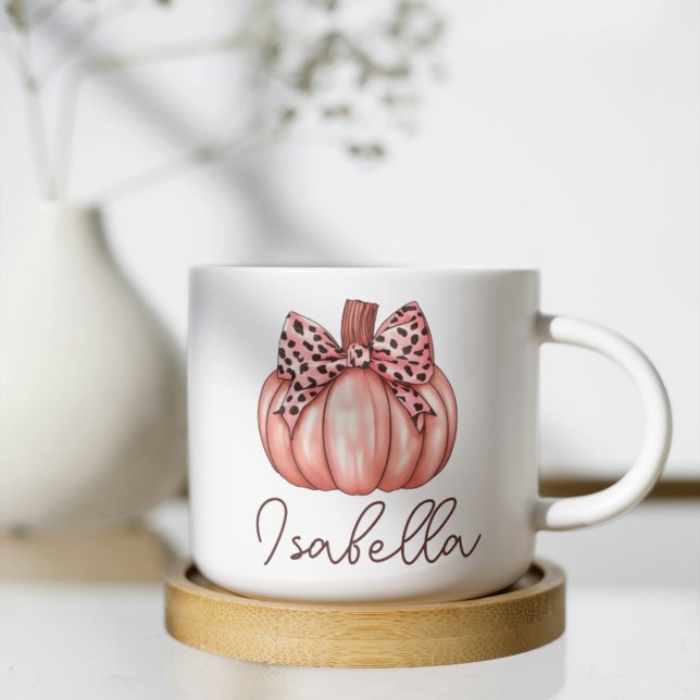Pink Pumpkin Custom Name Fall Autumn Coffee Mug (Creator Uploaded)