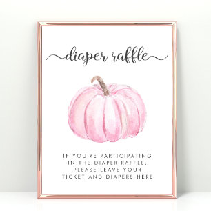 Pink Pumpkin Diaper Raffle Baby Shower Game Poster