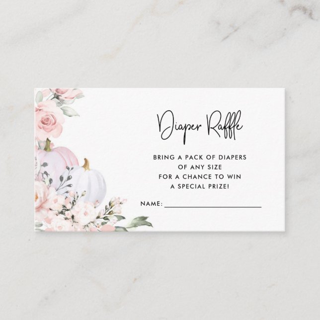Pink Pumpkin Diaper Raffle Enclosure Card (Front)