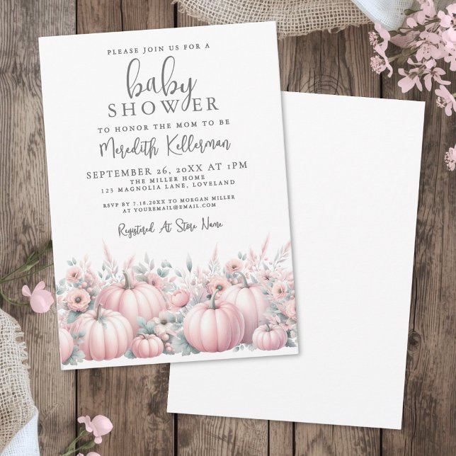 Pink Pumpkin Fall Baby Shower Invitation (Pink Pumpkin Fall Baby Shower Invitation)