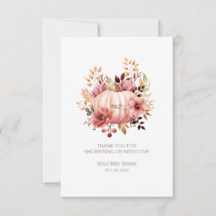 Pink Pumpkin Fall Baby Shower Thank You Card