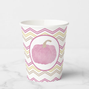 Pink Pumpkin Fall Birthday Party Paper Cups