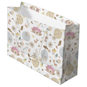 Pink Pumpkin Fall Floral Gift Bag