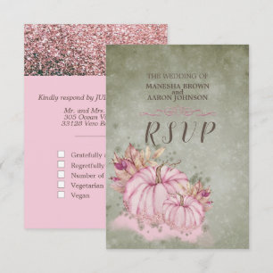 PINK Pumpkin Fall Harvest - Wedding RSVP Card