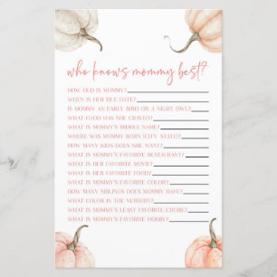 Pink Pumpkin Fall Who Knows Mummy Baby Shower Game