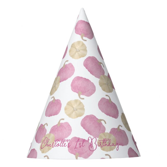 Pink Pumpkin First Birthday Hats (Front)
