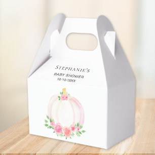 Pink Pumpkin Floral Baby Girl Shower Favour Box