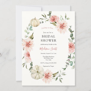 Pink Pumpkin Florals and Greenery Bridal Shower Invitation