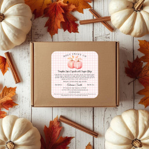 Pink Pumpkin Gingham Bakery Cottage Food Label