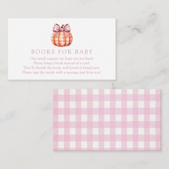 Pink Pumpkin Gingham Books for Baby Enclosure (Front/Back)