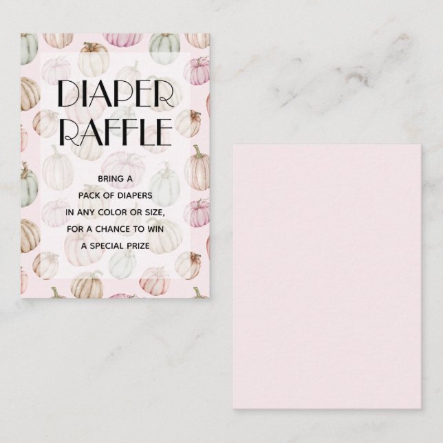 Pink Pumpkin Girl Baby Diaper Raffle Enclosure Card (Front/Back)