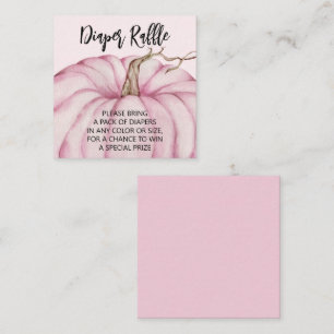 Pink Pumpkin Girl Baby Diaper Raffle Enclosure Card