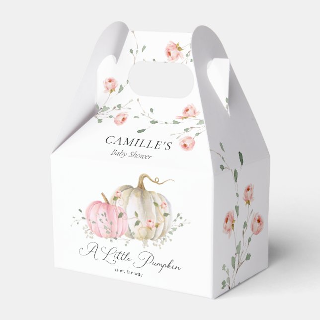 Pink Pumpkin Girl Baby Shower Favour Box (Front Side)