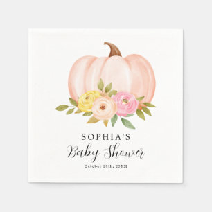 Pink Pumpkin Girl Baby Shower Paper Napkin