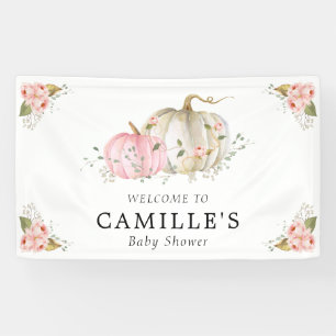 Pink Pumpkin Girl Baby Shower Party Banner