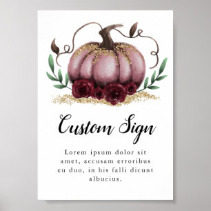 Pink Pumpkin Girl Baby Shower Sign