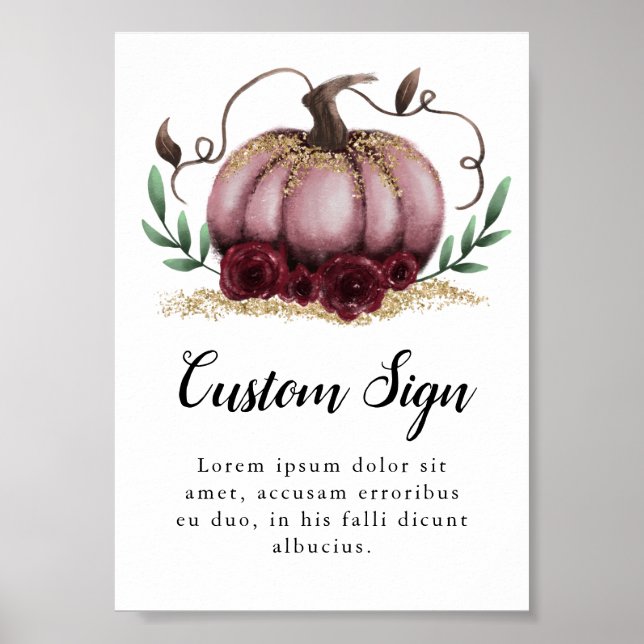 Pink Pumpkin Girl Baby Shower Sign (Front)