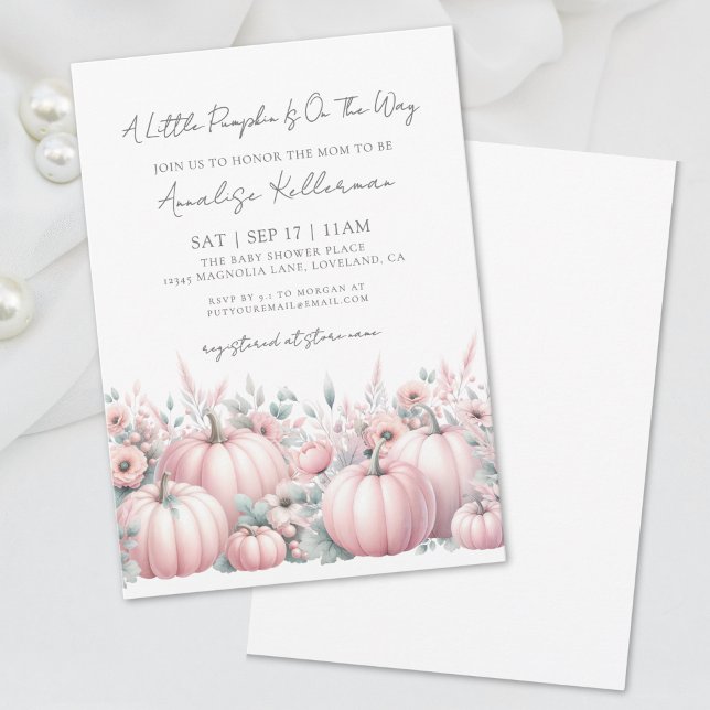 Pink Pumpkin Girl Fall Baby Shower Invitation (Pink Pumpkin Girl Fall Baby Shower Invitation)