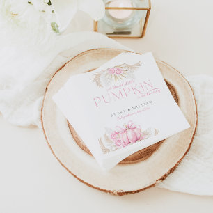Pink Pumpkin Girl Floral Bow Baby Shower Napkin