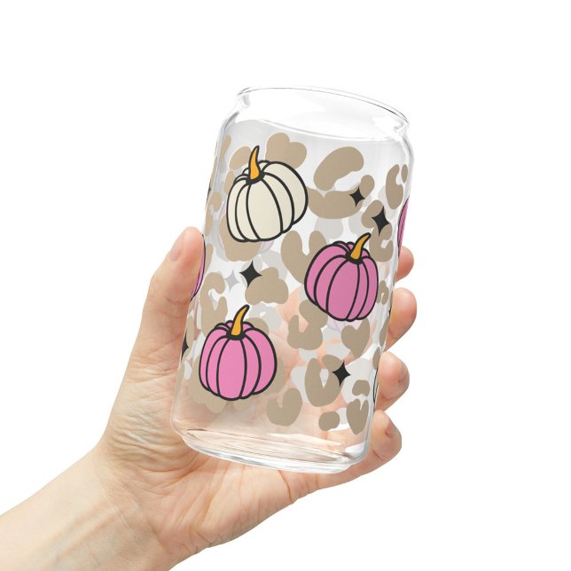 Pink Pumpkin Glass Coffee Cup, Fall Season Gift (Creator Uploaded)