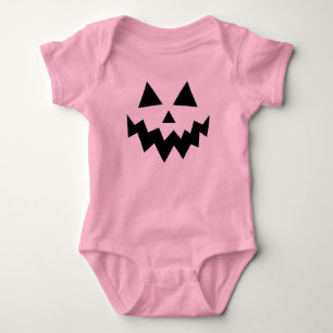 Pink Pumpkin Halloween Jack O Lantern Baby Bodysuit