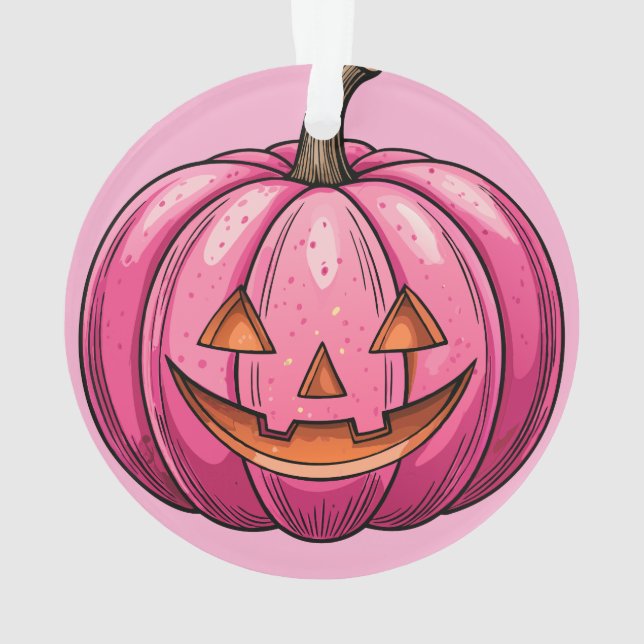 Pink Pumpkin Halloween Ornament  (Back)