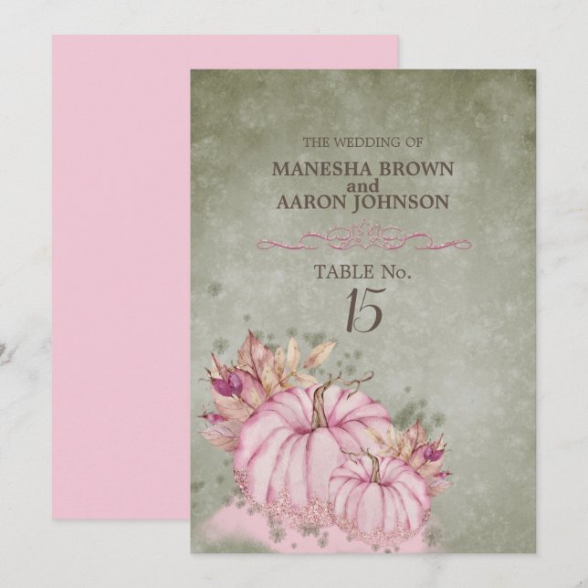 PINK Pumpkin Harvest - Flat Table Card (Front/Back)