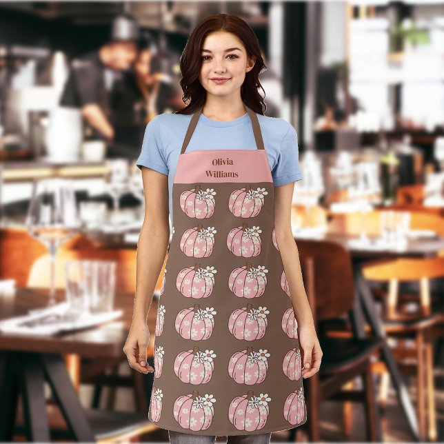 Pink Pumpkin Harvest Thanksgiving Gifts Apron (Creator Uploaded)