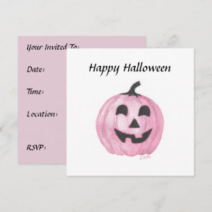 Pink pumpkin Jack O Lantern for Halloween Invitation
