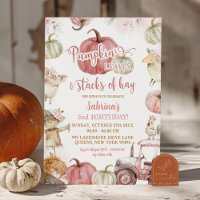 Pink Pumpkin Leaves and stacks of Hay Birthday