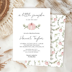 Pink Pumpkin Little Pumpkin on the Way Baby Shower Invitation