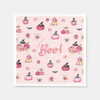 Pink Pumpkin Paper Plate Napkins