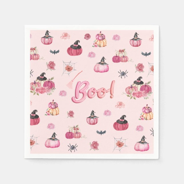 Pink Pumpkin Paper Plate Napkins (Front)