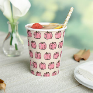 Pink Pumpkin Pattern Paper Cups