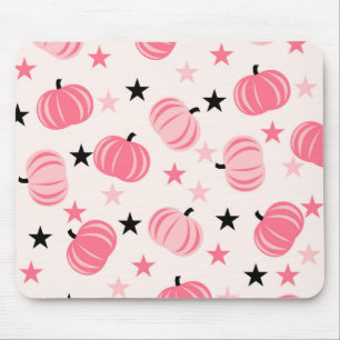 Pink Pumpkin Pattern With Stars Mouse Mat
