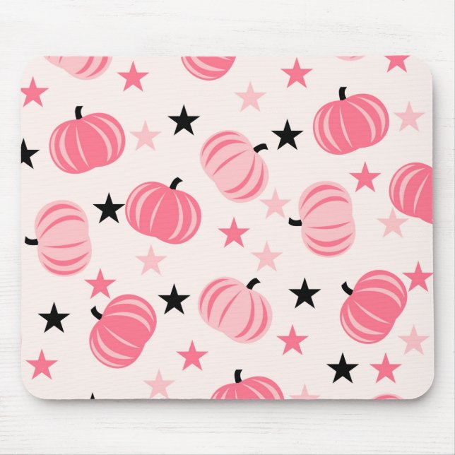 Pink Pumpkin Pattern With Stars Mouse Mat (Front)